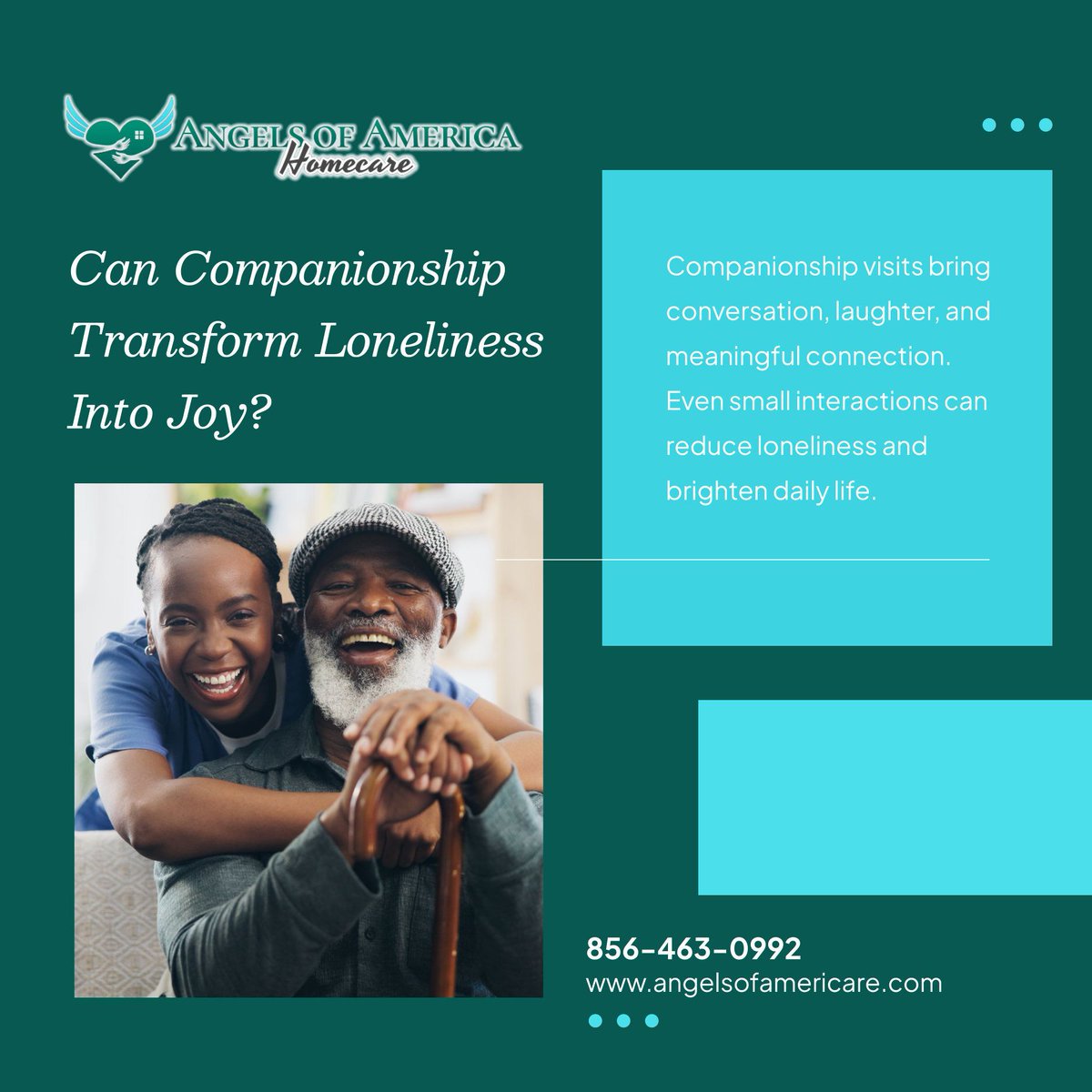 AngelsofAHC's tweet image. Everyone deserves a friendly presence at home. 🌼💬 Companionship uplifts spirits, reduces isolation, and brings joy. Contact us to brighten your loved one’s day! ☎️

📞 856-463-0992
🌐 angelsofamericare.com

#NewJersey #Homecare #Companionship #SeniorSupport #ElderCare