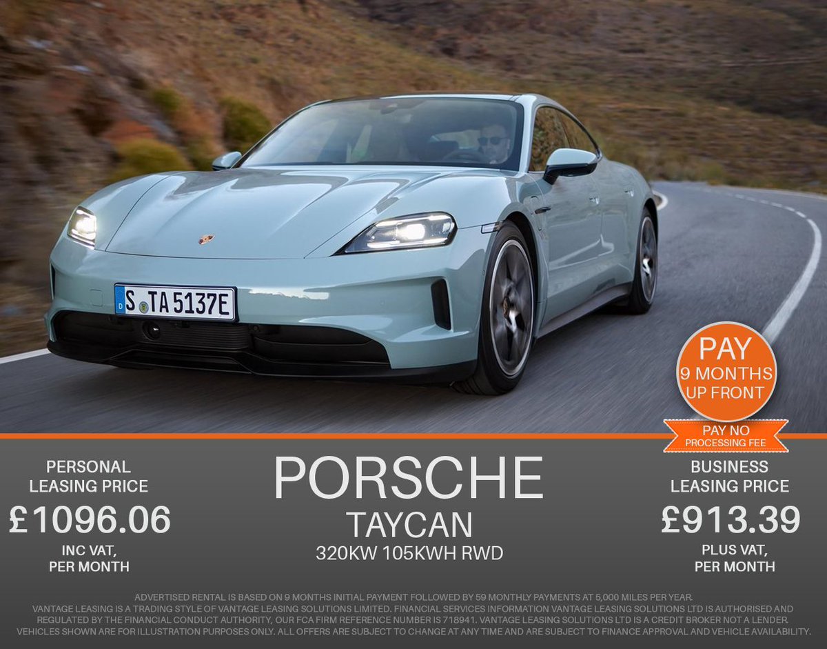 Vantage_Leasing's tweet photo. 📈 GREAT VALUE DEALS 📈 
The Porsche Taycan Now on Special Offer 💯 
Enquire 👉  https://t.co/ncp3HdU35y https://t.co/rM4WhJViJM