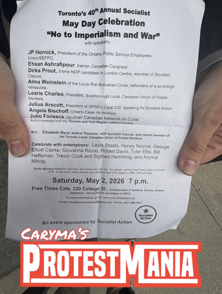 CarymaRules's tweet image. May Day Celebration at Free Times Cafe. 

📸 Apr 28, 2026

#Toronto #ProtestMania