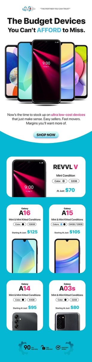 Parts4cellHQ's tweet photo. Stock up while prices are THIS low 👀
A+ &amp; kitted Samsung A Series + REVVL V devices ready to flip fast 💰
These don’t sit… they SELL.

#phonereseller #wholesalephones #fliphustle #resellgame #samsunga #budgetphones #inventorycheck #phonedeals #smallbusiness #techreseller https://t.co/3CjKUNfoGy