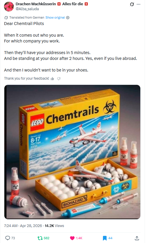 GoogleExpertUK's tweet image. Dear Chemtrail Pilots,
When it comes out who you are &amp;amp; which company you work.
Then they'll have your addresses in 5 minutes &amp;amp; be standing at your door after 2 hours.
Wouldn't want to be in your shoes!
@Alba_saluda
x.com/GoogleExpertUK…
x.com/GoogleExpertUK…
#socent✝️#media🧩