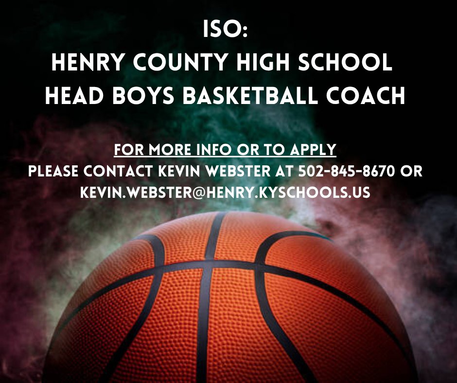 hcpsky's tweet photo. Be a Wildcat! Henry County High School is looking for a Head Boys Basketball Coach. If you are interested, please contact Kevin Webster at 502-845-8670 or kevin.webster@henry.kyschools.us. https://t.co/WpFdRxJThJ
