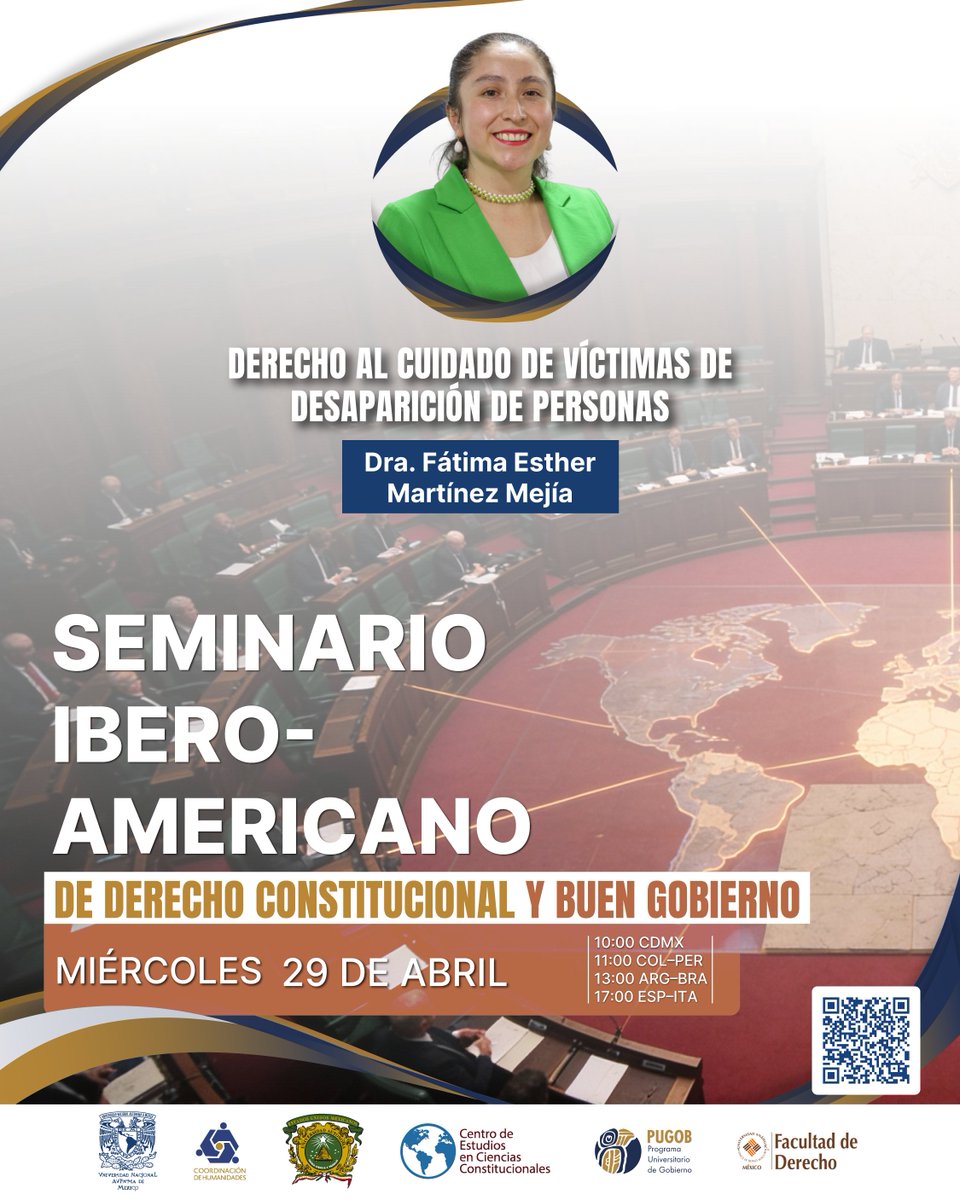 Mañana continuamos con el Seminario Iberoamericano. 

Analizaremos el "Derecho al cuidado de víctimas de desaparición de personas" con especialistas en la materia. 🏛️⚖️

Les invitamos a seguir la transmisión en vivo por nuestro canal de YouTube:

🔗 youtube.com/live/VoXZYO3ql…

#UNAM