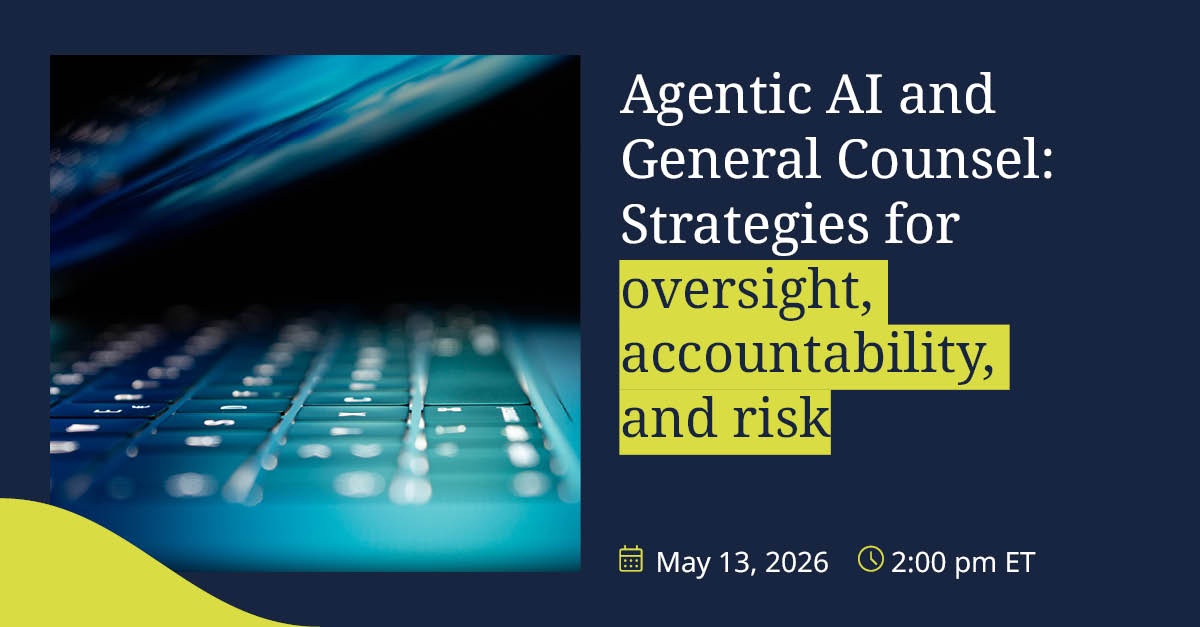 DLA_Piper's tweet image. As #agenticAI systems grow more autonomous, General Counsel face new governance and #risk challenges. Join our next What In-house lawyers Need (WIN) webinar to explore oversight, accountability, and ethical #AI use. Register here: web.cvent.com/hub/events/531…