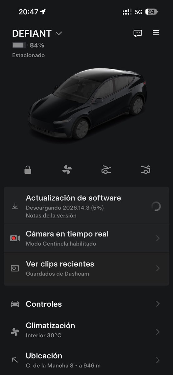 Primer software update automático de mi Model Y :)