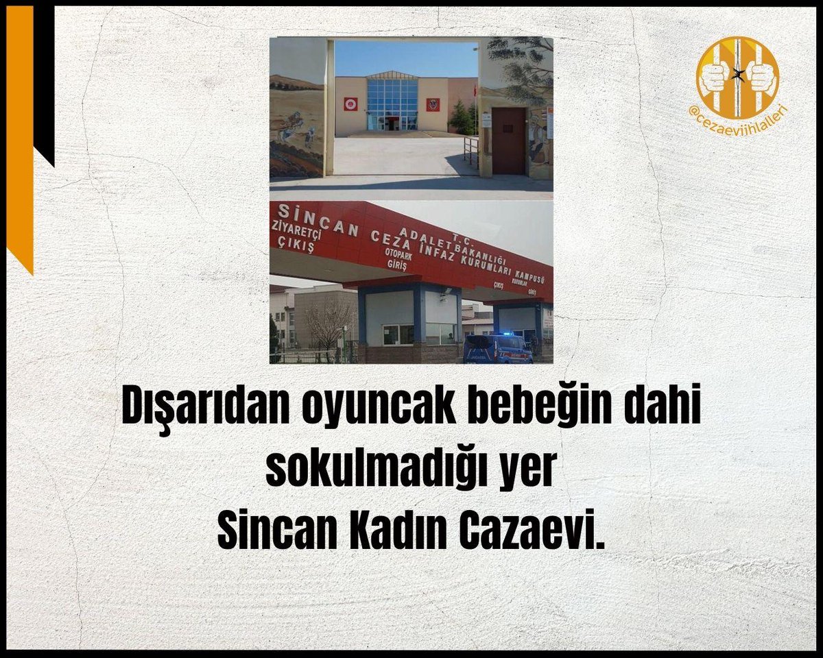 Koğuşlar kapasitenin üstünde
▪️Sağlık araçları eski ve hijyensiz
▪️Denetimli serbestlik verilmiyor
▪️İlaç erişimi engelleniyor
▪️Sevkler yapılmıyor
▪️Kurslar açılmıyor
▪️Kasti düşük puan veriliyor
▪️Görüşler kısıtlanıyor

📍Sincan Kadın Cezaevi

SincanKadın Cezaevi
