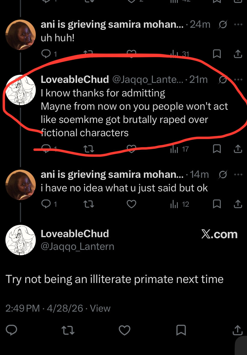 ani is grieving samira mohan & defending trinity tweet media