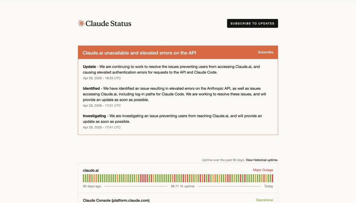 MarvinBagtruth's tweet photo. I was running wrecking Claude with heavy data files and for a moment I thought I had broken it. Turns out the service is down https://t.co/8nSRK8W4IG