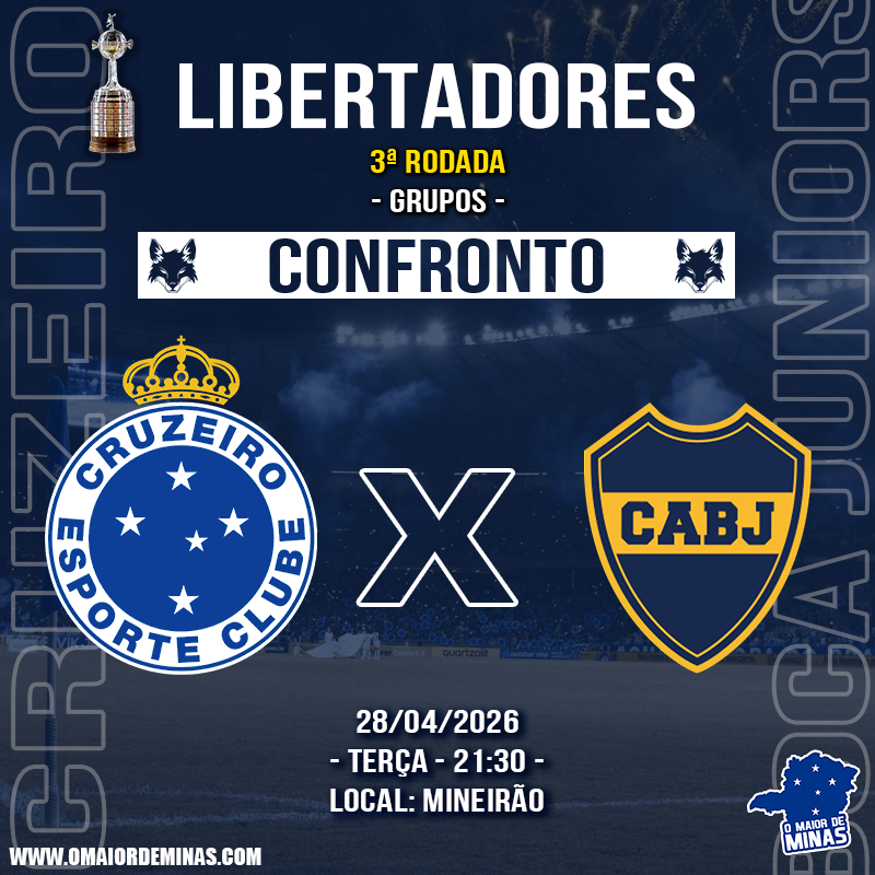 OMaiordeMinas's tweet image. Hoje tem Cruzeiro! 🦊

A raposa enfrenta a equipe do Boca Juniors pela 3ª Rodada da fase de grupos da Libertadores 2026! Vamos Cruzeiro! #Cruzeiro #Libertadores