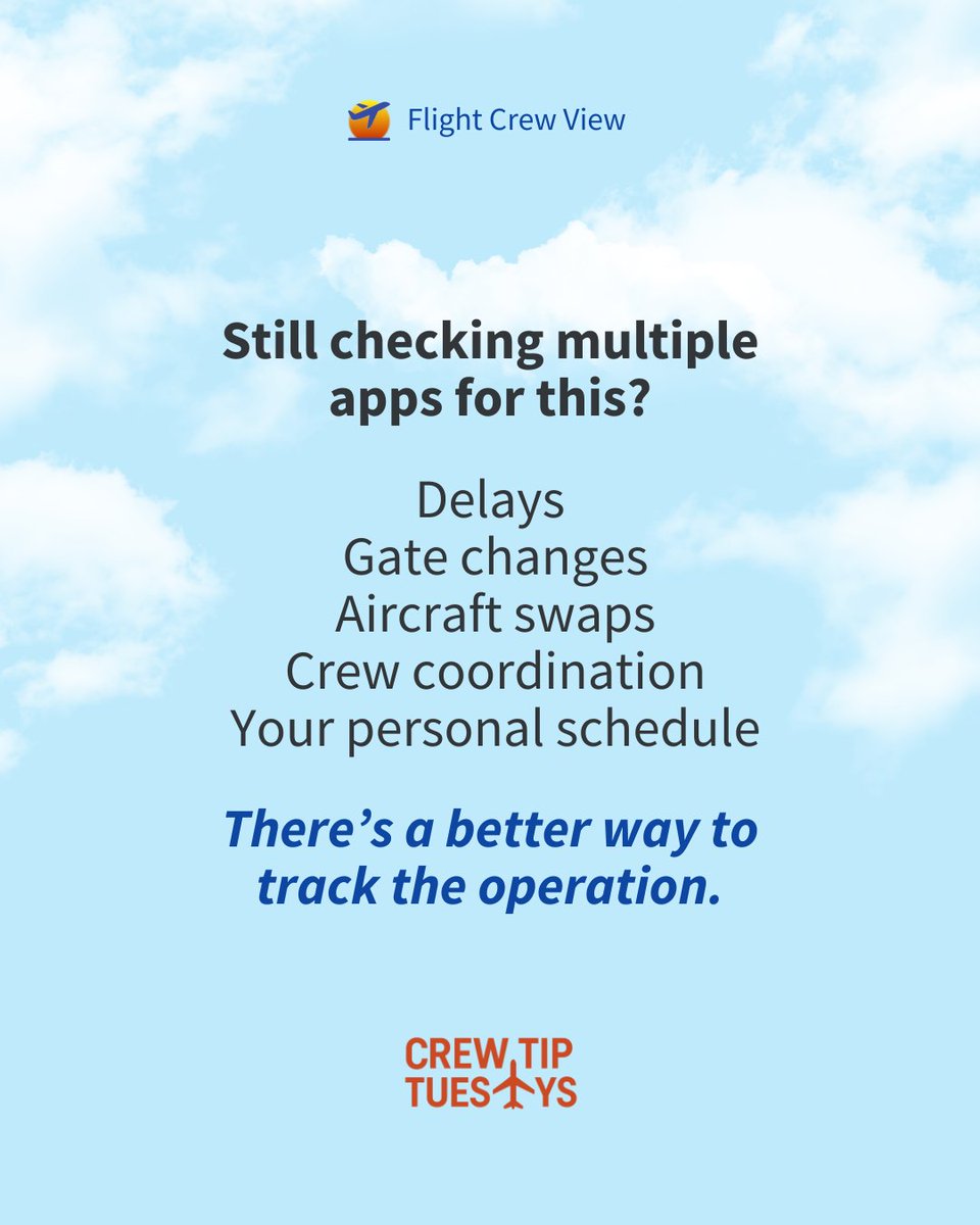 flightcrewview's tweet image. Delays, gate swaps, aircraft changes.

FCV keeps you ahead of the operation.

Open the app and try it on your next trip.

#CrewLife #Aviation