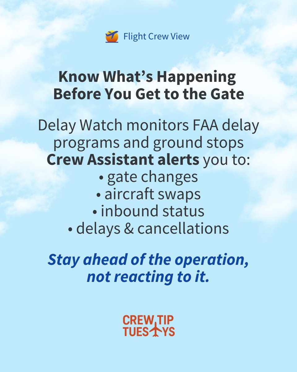 flightcrewview's tweet image. Delays, gate swaps, aircraft changes.

FCV keeps you ahead of the operation.

Open the app and try it on your next trip.

#CrewLife #Aviation