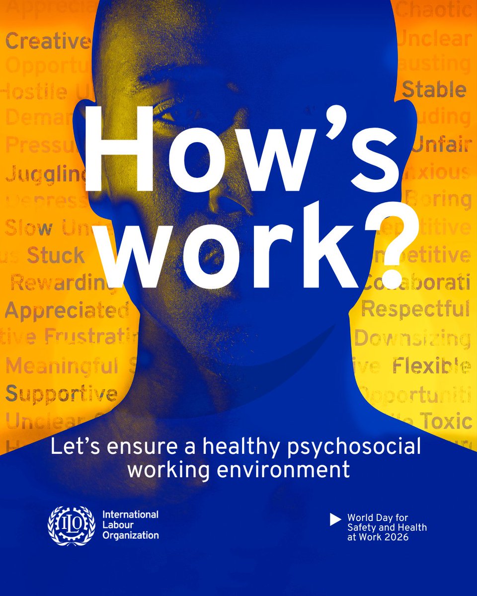 bajanfire's tweet image. World Day for Safety and Health at Work (April 28) is an international awareness day that promotes safer and healthier workplaces. The 2026 theme focuses on healthy psychosocial working environments. #Barbados #health #safety
