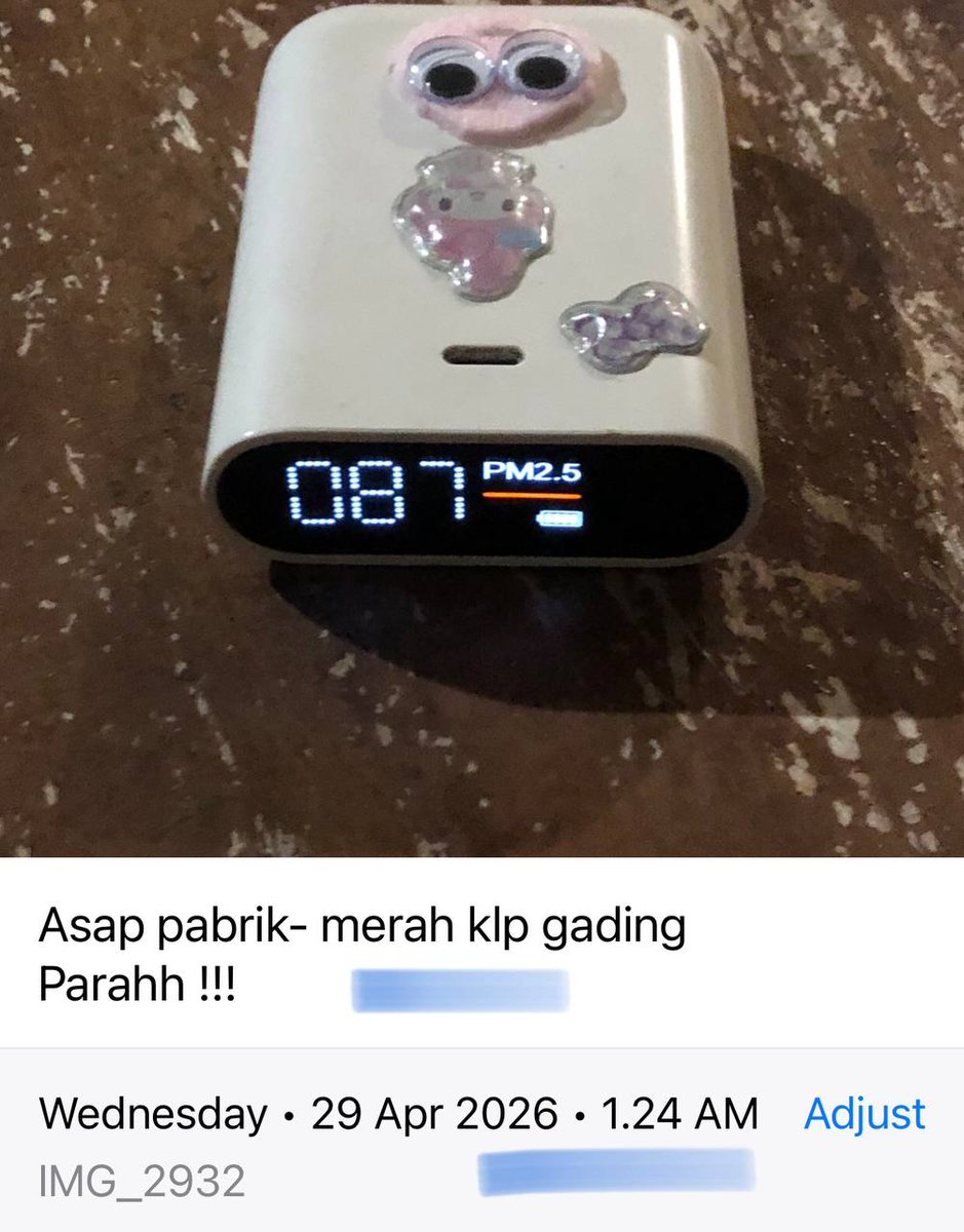 jakarta7268's tweet image. #Asean #Fifa #trending #PabrikWingsSumberPolusiUdara #BakarSampah #Smog #PM25 #Jakarta🇮🇩 #AirPollution #apartemen #KendalikanAsapPLTU 
Rabu 29/04/2026 1:57 am
Polusi udara jakarta saat ini tinggi banget. Pdhal subuh. Sumbernya dr asap pabrik di Marunda dan pegangsaan klp gding