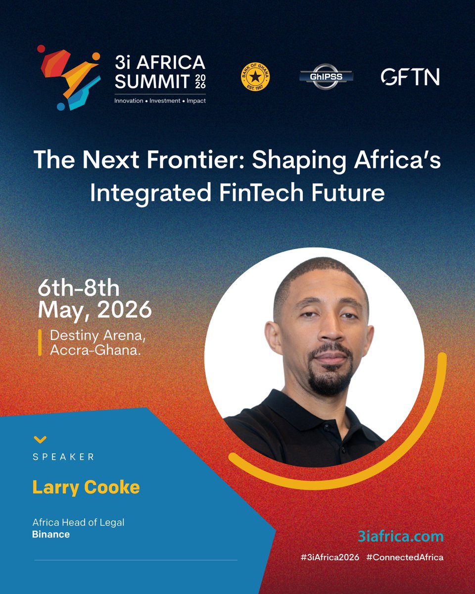 kwekutech's tweet photo. what happens when you put the COO of @PiggyVestBiz, the CEO of @theFlutterwave, @BinanceAfrica's Head of Legal, and the CEO of MobileMoney Fintech in the same room?

industry-changing decisions.
breakthroughs that no single company could reach alone.
solutions to problems each of them has been bumping into from different sides of the same wall.

that is exactly what the @3iafricasummit 2026 is architecting. Accra. Destiny Arena. May 6-8.

the people building Africa's financial future are converging. 🌍
