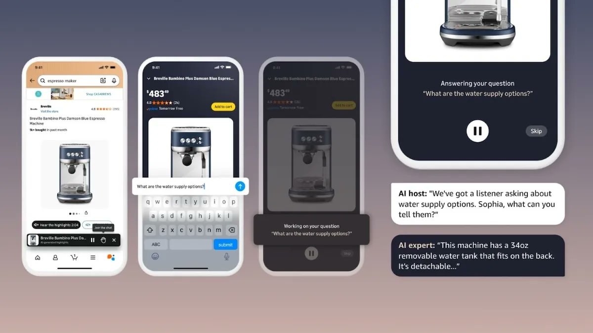 SaudiAndroid's tweet image. أطلقت أمازون ميزة المحادثات التفاعلية للمتسوقين.🛒✨

الفكرة هي زر يعطيك ملخص صوتي للمنتج اللي تريد شراءه .. وبنفس الوقت تقدر تقاطع الصوت بأي وقت وتسأل عن المنتج صوتيًا أو كتابيًا.

الميزة تعتمد على AI وتوفرت في تطبيق امازون من اليوم في أمريكا.

#Amazon