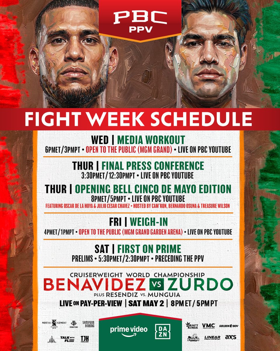 premierboxing's tweet image. 🇲🇽 IT'S FIGHT WEEK! 🇲🇽

Follow along all week with live coverage of #BenavidezZurdo fight week events.

🔗pbcham.ps/BenavidezZurdo…
