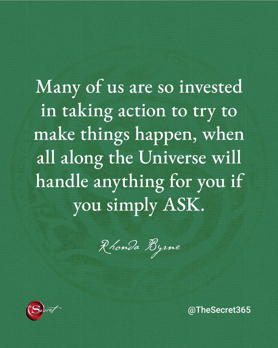 thesecret's tweet image. The Universe is ready to support you. Share below what do you want to attract? ✨🙏✨

"Many of us are so invested in taking action to try to make things happen, when all along the Universe will handle anything for you if you simply ASK."

#RhondaByrne #TheSecret #lawofattraction