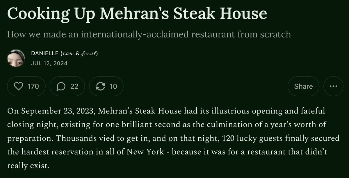 The girl behind the "Seeking New Polycule Member" flyers is also one of the creators of the "fake" NY steakhouse that had top (fake) reviews and attracted over a hundred diners for one night they were open.  

The story is absolutely great and you should follow her (<a href="/rawandferal/">Danielle (𝓇𝒶𝓌 & 𝒻𝑒𝓇𝒶𝓁)</a>)