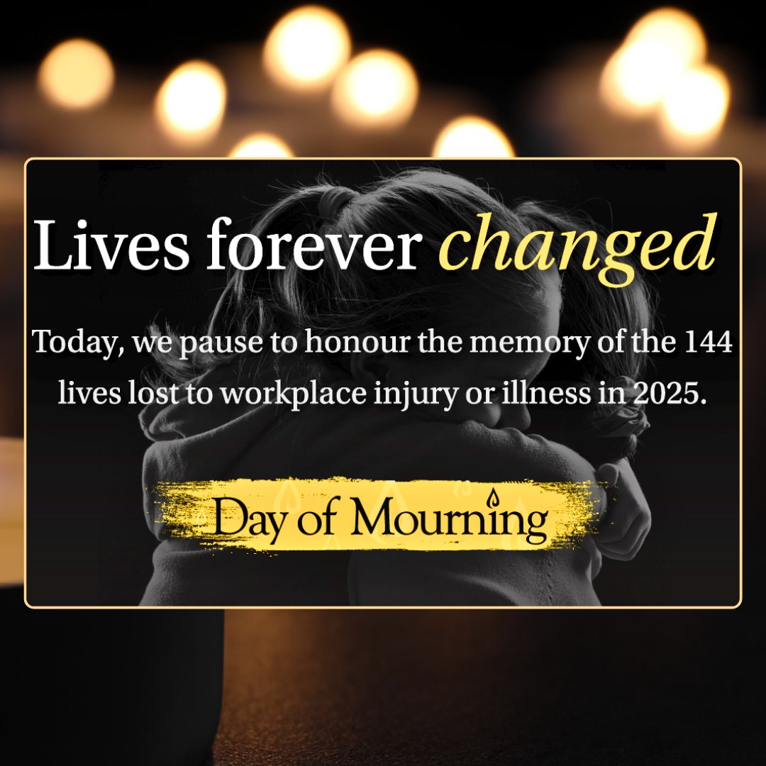 GEFSeniors's tweet photo. Across Canada, the #NationalDayofMourning reminds us why #workplacesafety matters. Today, we pause to remember those affected by workplace injury, illness, or loss, and to recommit to safer workplaces. Resources at: https://t.co/BKDVfR0A1V & https://t.co/325yJwogCc. https://t.co/RUhT4ihSBI