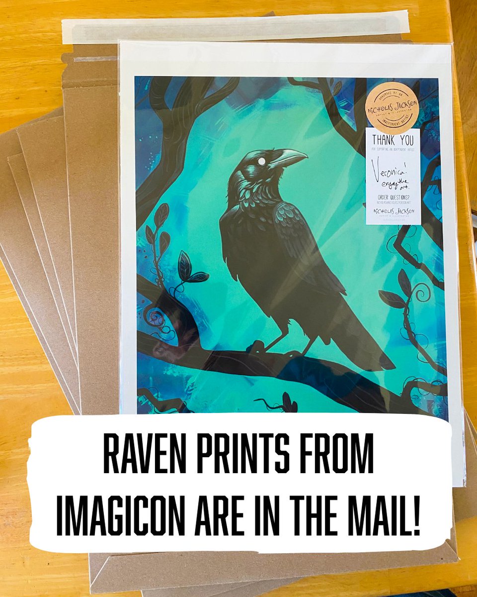 nickjjackson's tweet photo. Thanks to all of you who kept buying Raven prints even though I was sold out at iMagicon. As promised, they are in the mail today! It was great meeting all of you.
#imagicon #convention #raven https://t.co/sJdWwOAbAm