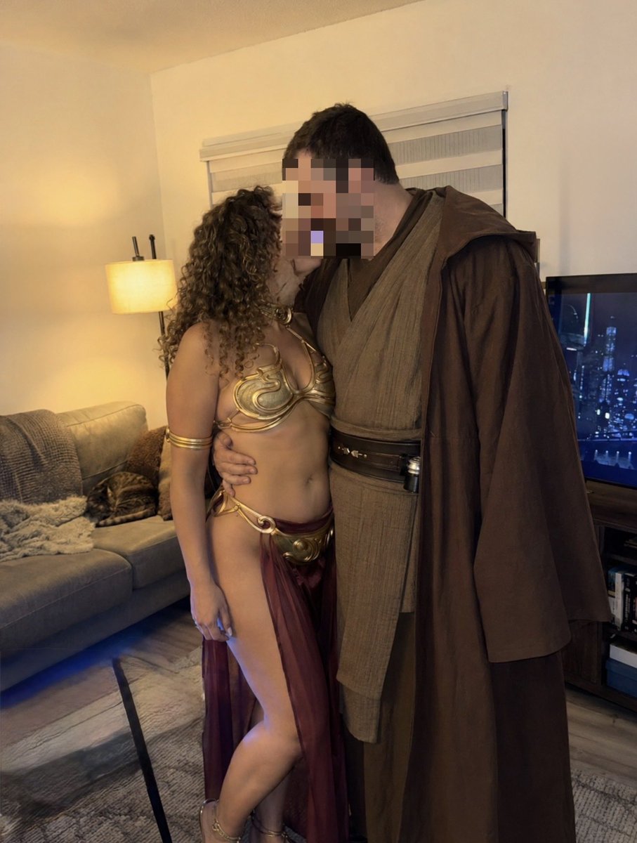DarrylPhilbman's tweet photo. Getting ready for May the 4th got me acting… a little less Jedi, a little more dark side 😈
Gold on, rules off, and loyalty? 
#MayThe4th #StarWarsVibes #CosplayCouple #NaughtyAndNice #AfterDarkVibes #CouplesWhoPlay #LifestyleCouple #OpenMinded #SpicyCouple #DFWFun #TexasCouples https://t.co/7QAGLZH4dX