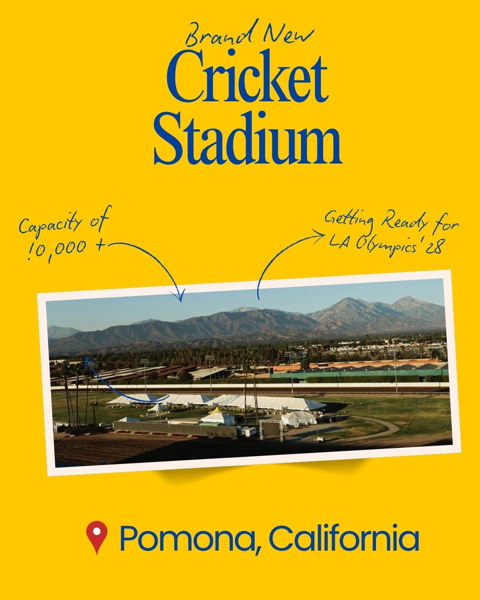 abroadclubs's tweet image. As we all know, cricket is part of the Olympics, and it’s coming to LA’28 🏏🏅

A Brand New stadium in Pomona, California will host all matches (T20, men + women). Big step for cricket going global 🌍

#la28 #Olympics 

Checkout the post below for more 👇