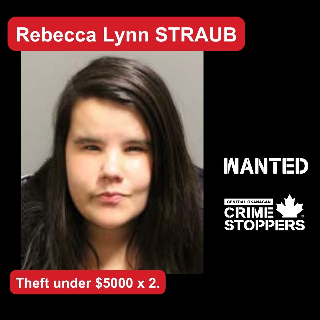 WANTED!
Rebecca Lynn STRAUB
Wanted as of April 28, 2026:
Height: 5’ 4”
Weight: 130 lbs.
Hair: Brown
Eyes: Brown
Age: 31
File #2025-70070
To submit an anonymous tip visit crimestoppers.net or call 1-800-222-8477.