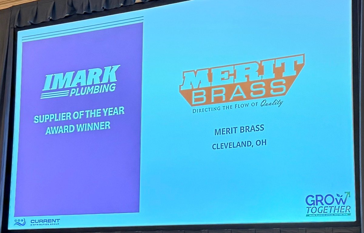 Merit Brass has been named IMARK Plumbing Supplier of the Year.

Thank you to IMARK and our wholesale partners for the trust and collaboration. Proud of our associates who make this possible.

Read more: hubs.la/Q04dP9fM0

#IMARK #PVF #WholesaleDistribution