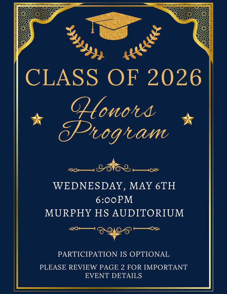 PanthersMurphy's tweet photo. Murphy's Honors Program
May 6th  6PM
MHS Auditorium https://t.co/vqErkuKKiL