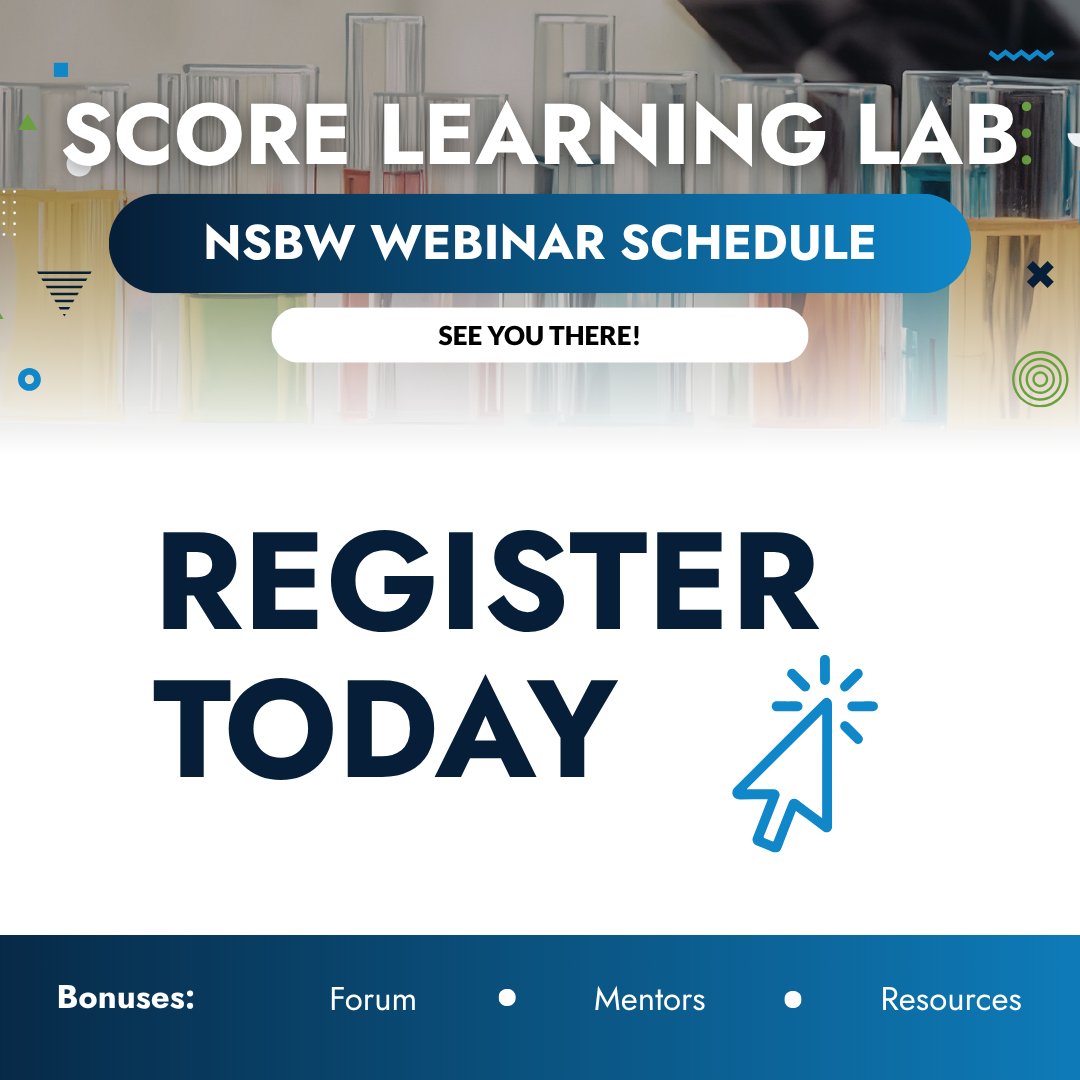Our #SmallBusinessWeek Learning Lab schedule just dropped. 🧪

Two days of webinars on AI, funding, strategy, and more—plus mentors, resources, and community to help you grow.

📅 May 6–7
Your experiment starts here.
🔗 academy.score.org/program/nsbw-l…

#SOARwithSCORE #NSBW