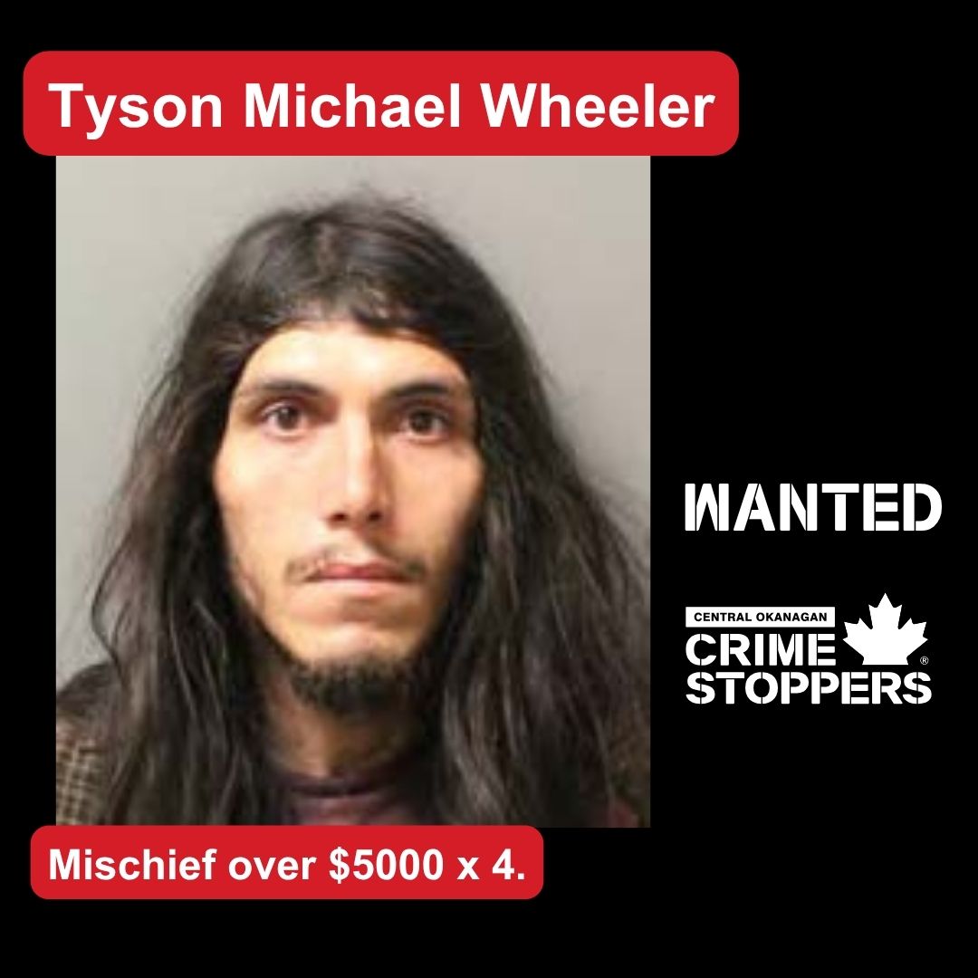WANTED!
Tyson Michael WHEELER
Wanted as of April 28, 2026:
Height: 6’ 2”
Weight: 166 lbs.
Hair: Brown
Eyes: Brown
Age: 29
File #2025-63908
To submit an anonymous tip visit crimestoppers.net or call 1-800-222-8477.
