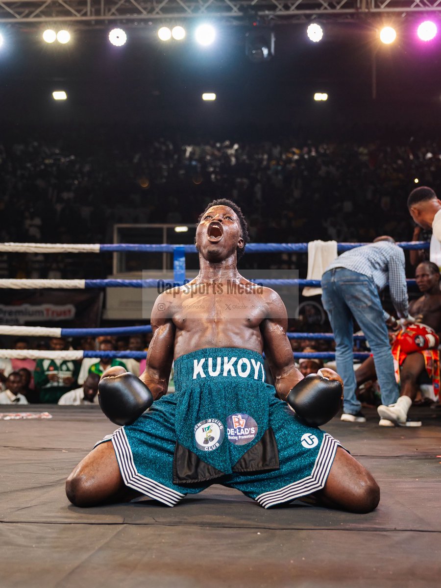 Olaotan_atilade's tweet image. LIGHTS OUT 💡❌  

Kukoyi Wahab shuts it down in ROUND 3 💥🥊  
Power. Precision.

📍 National Stadium, Surulere, Lagos  
📅 April 26, 2026  
🎯 Battle of the Ages 13  

This is how fights end. 💯  

📸 @oapsportsmedia  

#Knockout #KO #Boxing #FightNight #LagosBoxing