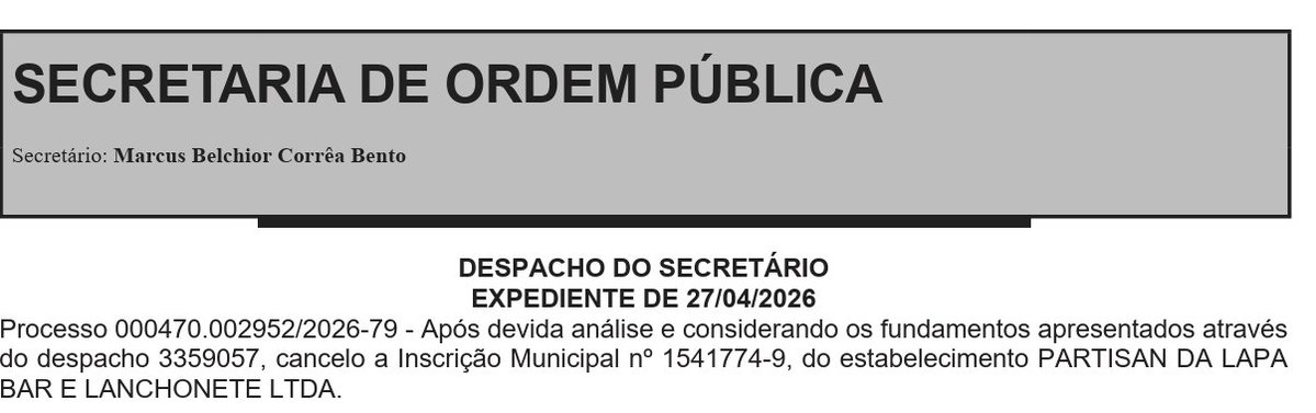 É simplesmente ABSURDA a medida tomada pela prefeitura do Rio de Janeiro ao cancelar a Inscrição Municipal do bar Partisan.

O cancelamento do registro é a "pena de morte" empresarial, punição tão severa que deve ser reservada a casos reincidentes de violência ou graves riscos à