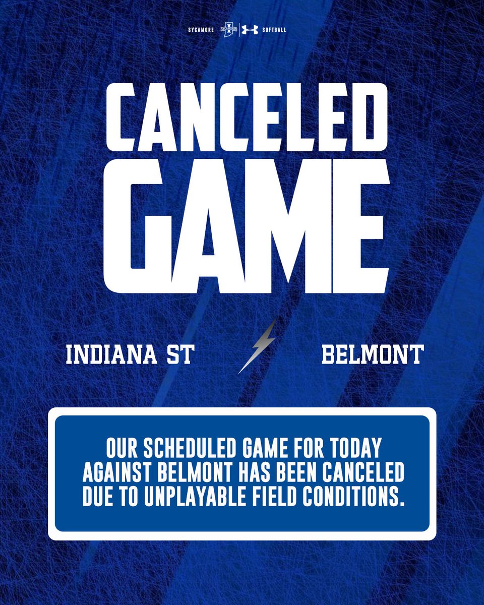 CANCELED GAME 🚨
Today’s doubleheader against Belmont has been canceled due to unplayable field conditions.

#MarchOn