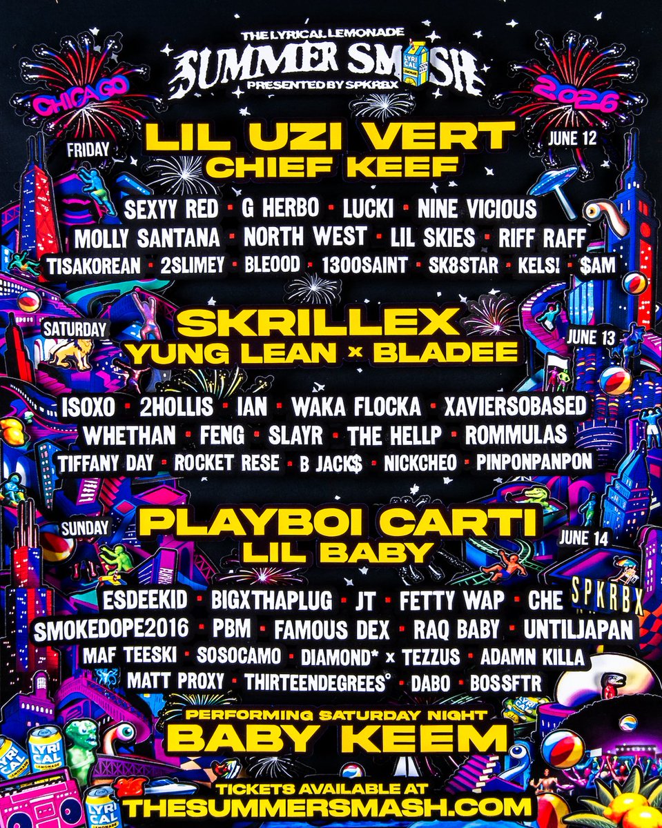 FestGPS's tweet photo. Gotta love the genre bending/electronic influence at this year's Lyrical Lemonade Summer Smash.  Love to see it. @LyricaLemonade https://t.co/p5Zl2qmqG6