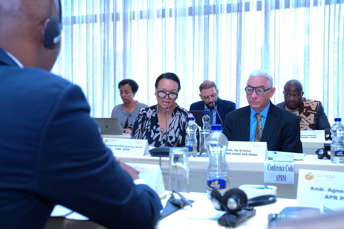 africa_amani's tweet photo. On 27 April, our Exec Director @SolomonADersso delivered a presentation on 'Trends of and challenges to governance in Africa' during the induction of the African Peer Review Mechanism #APRM @APRMorg Panel of Eminent Persons drawing on @africa_amani's signature publication reviewing peace & security and governance in Africa  acompanying the 2026 AU summit, highlighting that the deep democratic governance crisis of this moment can be severly detrimental, in Africa, in some cases turning structural challenges into catastrophe, underscorig the urgency and imperative of mobilising collective action that matches the gravity of this challenge and the critical role of APRM in this respect. We thank H.E.  @APRM_MarieRose CEO of APRM Secretariat for the invitation and trust in Amani Africa and we look forward to more such collaborations.
