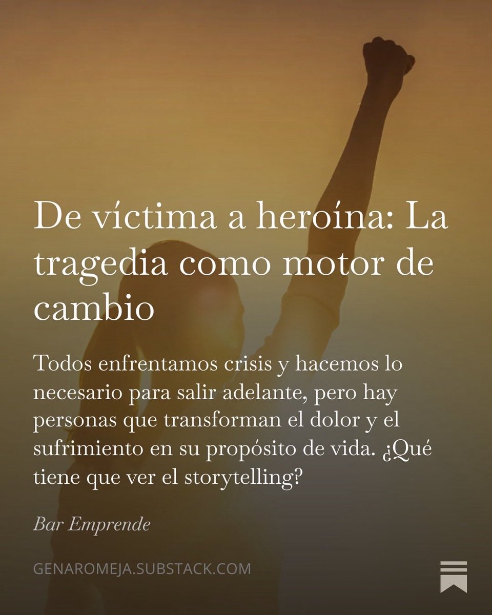 genarorastignac's tweet image. Todos enfrentamos crisis y hacemos lo necesario para salir adelante, pero hay personas que transforman el dolor y el sufrimiento en su propósito de vida. ¿Qué tiene que ver el storytelling?

De eso te cuento en mi #newsletter semanal #BarEmprende 

🦸‍♀️📪👉  open.substack.com/pub/genaromeja…