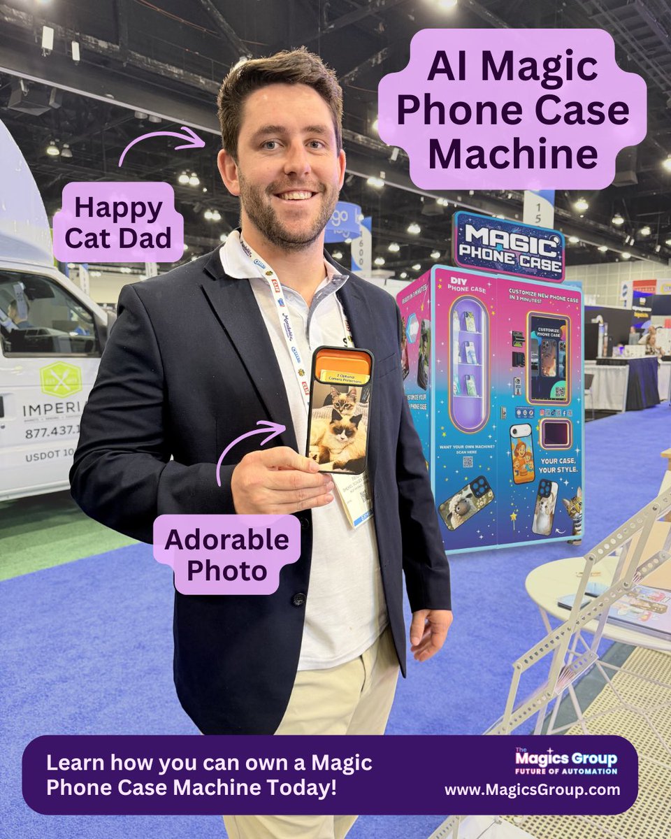 A special highlight from NAMA:

Many visitors came back to our booth and told us the custom phone case they made with us last year is still on their phone today.

They said friends keep asking:
“Where did you get that case?”

📱 Magic Phone Case AI Machine

#NAMA #CustomerStory