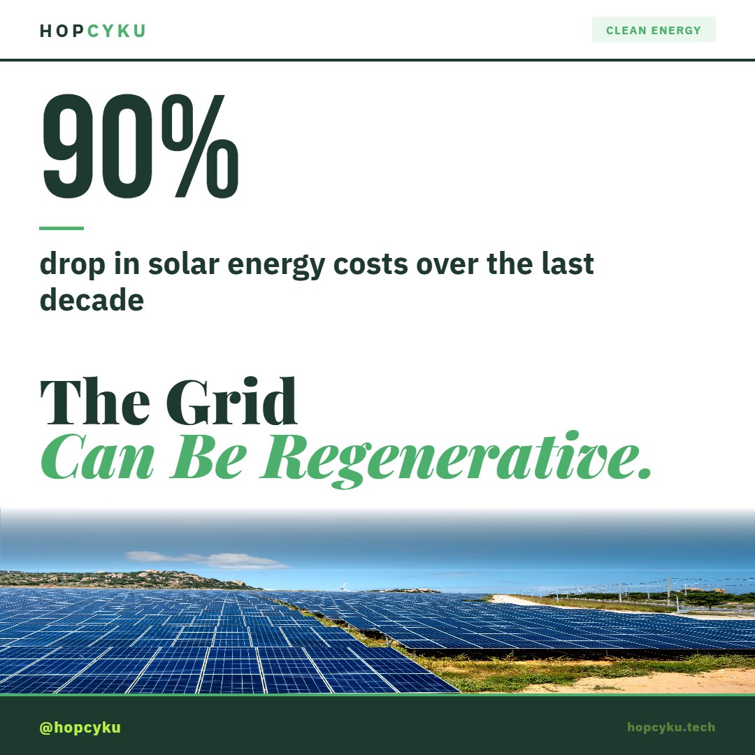 Hopcyku's tweet image. Solar isn't the future. It's the present we keep delaying. Every panel in the ground is a choice, to stop extracting and start regenerating. That's the circular economy in action. The grid doesn't have to be dirty. The decision to change it is political, not technical. #Solar
