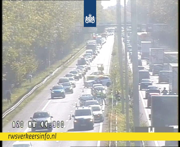 Vijf voertuigen betrokken bij ongeval op A20 bij Moordrecht