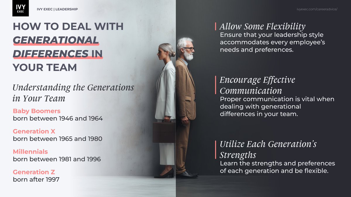 IvyExec's tweet image. Leading a multigenerational team creates real opportunities for growth and better collaboration. 👌 

👉Read more: bit.ly/41EuSLP 

#leadership #management #teambuilding