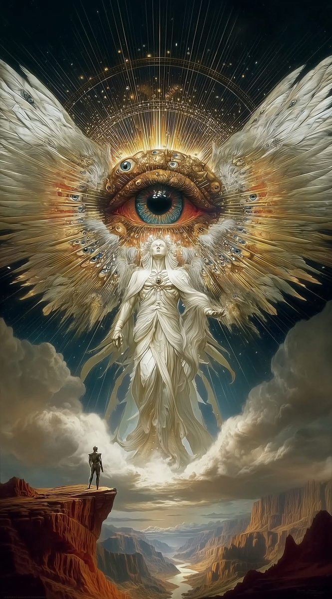 EllenRedd's tweet photo. “Come into my eyes, and look at me through them, for I have chosen a home far beyond what eyes can see.”
— Rumi

Seraphim
Talon Abraxas.

“Be not afraid.”
“The Seraphim are all eyes — they can perceive true beauty.”
I believe this is a quote from Kathleen Norris; however, don’t quote me on that. In any event, it is a curious and fascinating statement.
The seraphim are the highest order of angels in the pseudo-Dionysian hierarchic scheme, and in the Jewish tradition, also. They surround the throne of Glory and utter the Trisagion incessantly: “Holy, holy, holy.”