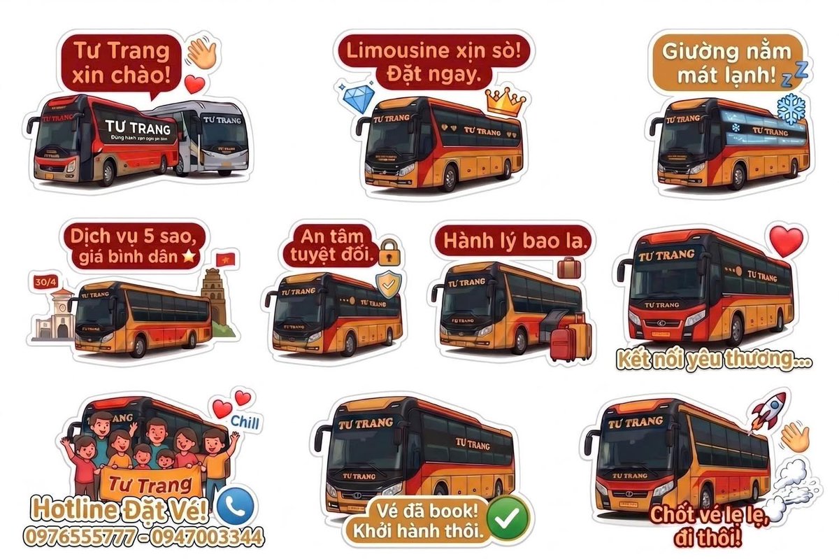 daiduong240922's tweet image. GIA NHẬP "HỆ ĐIỀU HÀNH STICKER" CÙNG NHÀ XE TƯ TRANG! 😎💬
Khi nhắc đến Tư Trang, bạn thích sticker nào dưới đây nhất! 🥰
#Sticker #Trend #GiaiTri #NhaXeTuTrang