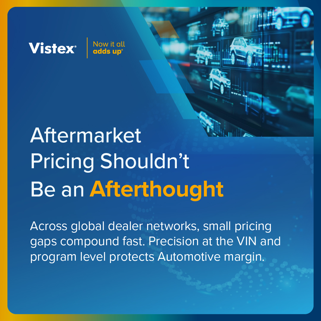 Vistex's tweet image. For Automotive component suppliers, revenue discipline is no longer optional. How are you balancing pricing precision with incentive agility? 🤔

Explore what structured revenue management looks like in practice: ➡️ vistex.link/3xQUzxs

#AftermarketPricing #RevenueManagement