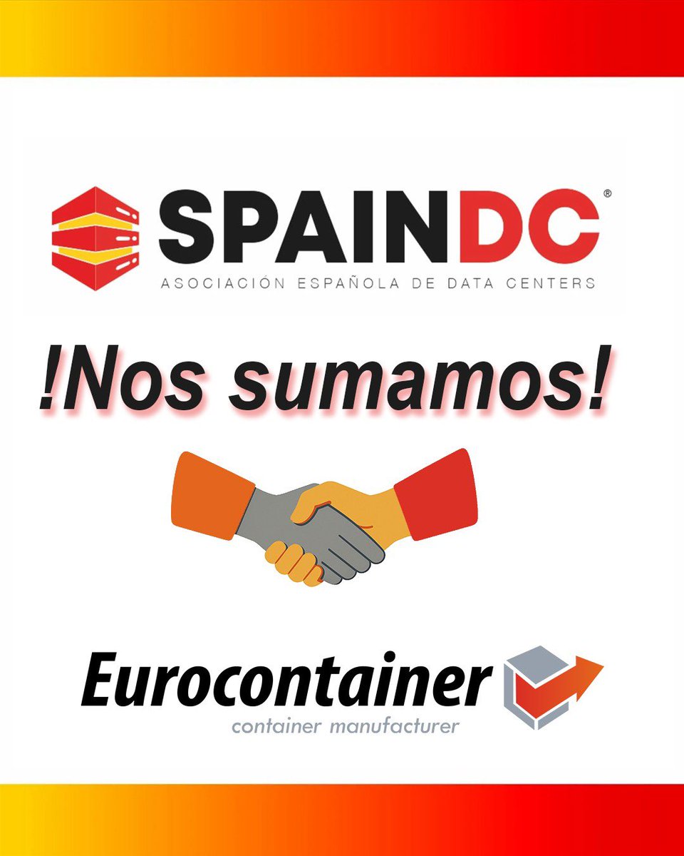 Eurocontainer's tweet photo. Nos sumamos a #SpainDC!!

Muy contentos de poder formar parte de esta asociación de referencia para el sector y poder colaborar con vosotros. 

#DataCenters #Economíadigital
#CentrosdeDatos https://t.co/MDMhFtGoP9