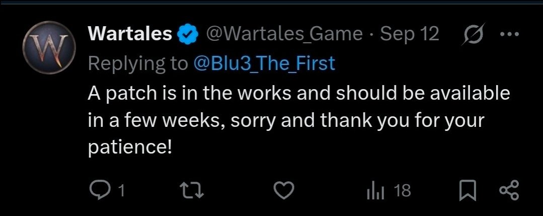 Blu3_The_First's tweet photo. @Wartales_Game Another update post? Lemme just leave these here again for ya :)
Maybe you'll read and respond to it this time https://t.co/xhPFNoUwFz
