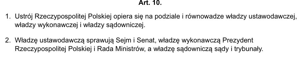 m_siess's tweet photo. @BeataLubecka @AleksandraLeo @CentrumPolskaEu @RadioZET_NEWS Obecna władza stara się lub tak twierdzi, że chce uniezależnić władzę sądowniczą od pozostałych władz. Tymczasem władza ustawodawcza jest permanentnie połączona z wykonawczą. Jest to niezgodne z 10 art. Konstytucji RP. Czy poparłaby Pani pomysł, by poseł nie mógł być ministrem? https://t.co/DoGppgK8y0