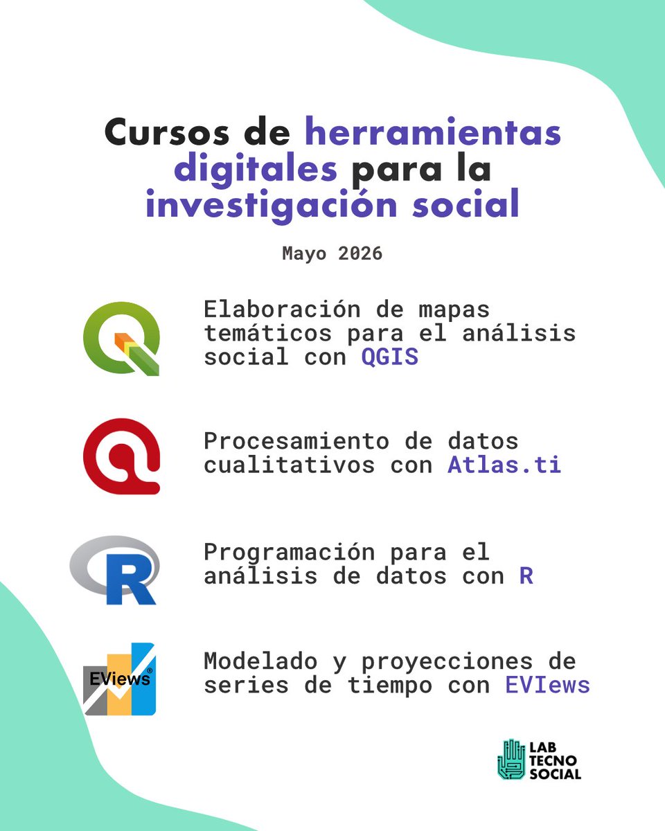 LabTecnoSocial's tweet photo. Abrimos la convocatoria para nuestros cursos de #HerramientasDigitales aplicadas a la investigación. Si eres estudiante, profesional o investigador y quieres potenciar tu trabajo con tecnologías digitales, estos cursos son para ti: https://t.co/r42UZPzSud https://t.co/QbAKdmJpvd