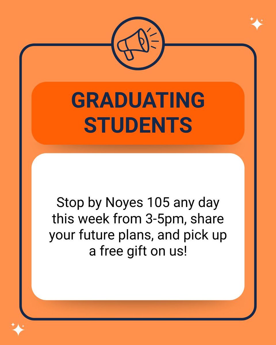 SCSCareersIL's tweet image. Attention Graduating Students! Stop by Noyes 105 this week to share your plans after graduation and pick up a free gift!

#CareerServices #ChemicalSciences