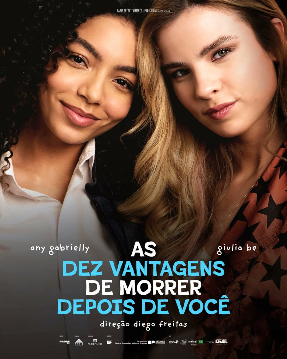 CfSunshines's tweet photo. VAI EMOCIONAR MUITO! O cartaz oficial de “As Dez Vantagens de Morrer Depois de Você” está no ar! 🎬 Estrelado por @anygabrielly e @giulia, o filme chegará em breve aos cinemas de todo o Brasil! 

De 0 a 10, qual é o nível da sua ansiedade pra ver o filme, Sunshine? https://t.co/7PGXEDB3Af